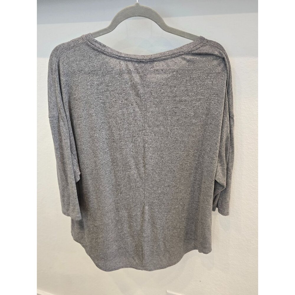 Pure Energy Womens 3/4 Sleeve Heather Gray Casual Top Size 1X Loose Fit Scoop Ne - Picture 2 of 3